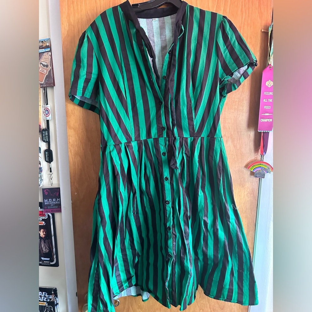 XXL striped dress beetlejuice circus goth